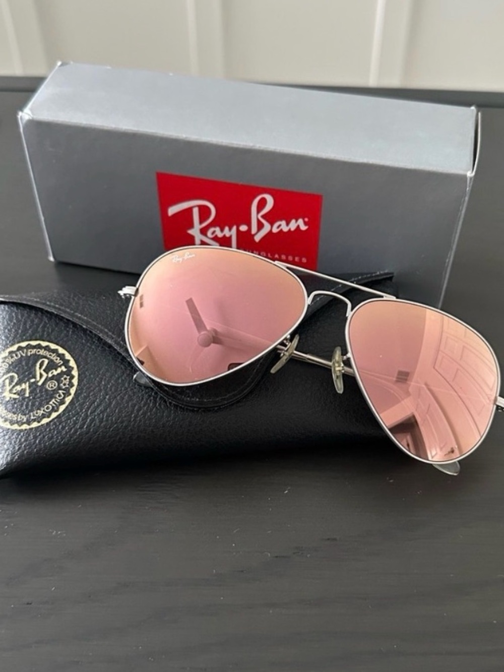 Authentic Ray Ban Mirrored Copper Flash Aviator Sunglasses